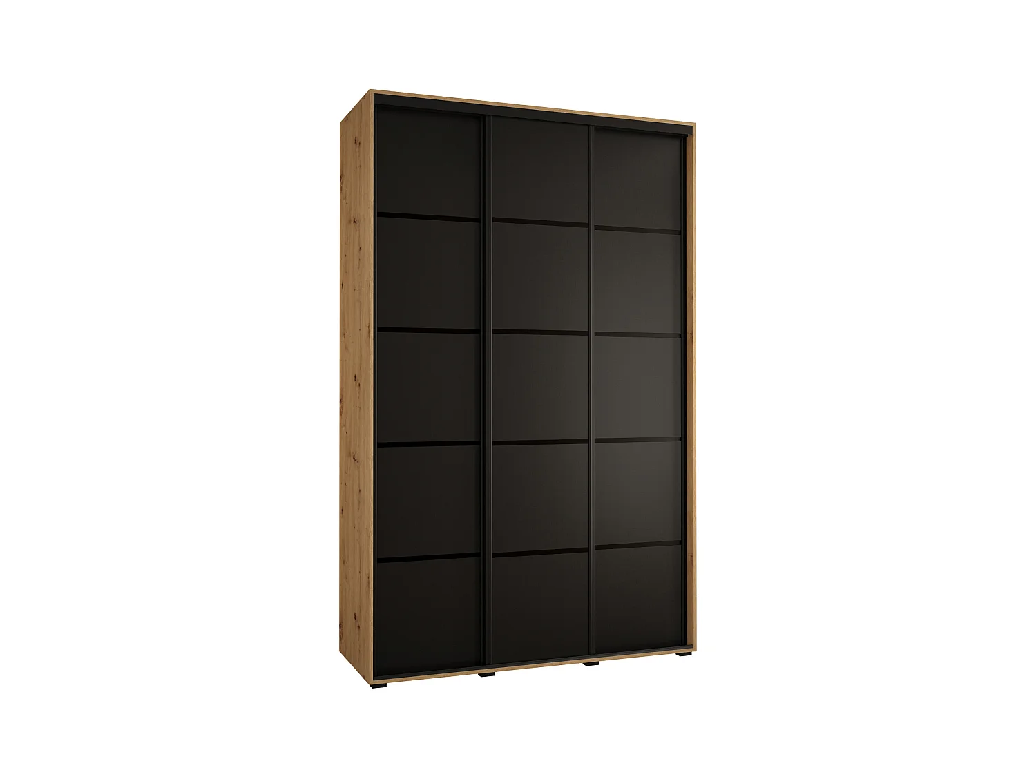 ARMOIRE DAVOS 4 À PORTES COULISSANTES 235,2/150/45 3 portes (Artisan/Noir/Noir)