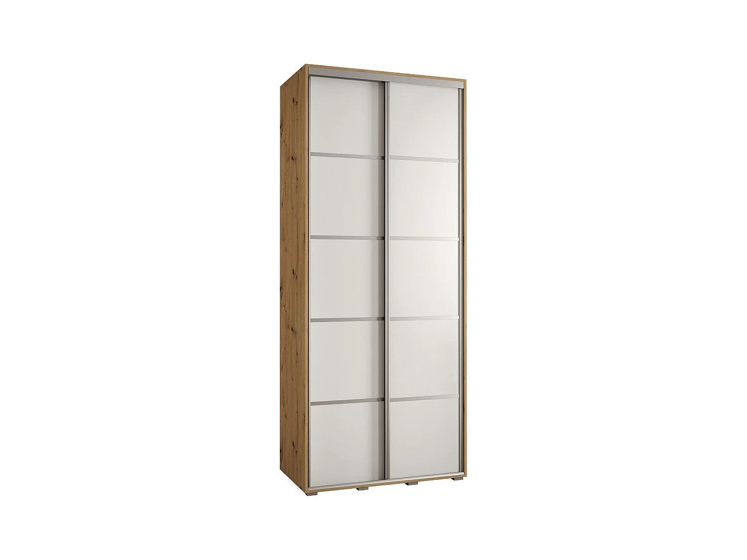 ARMOIRE DAVOS 4 À PORTES COULISSANTES 235,2/100/60 2 portes (Artisan/Blanc/Argent)