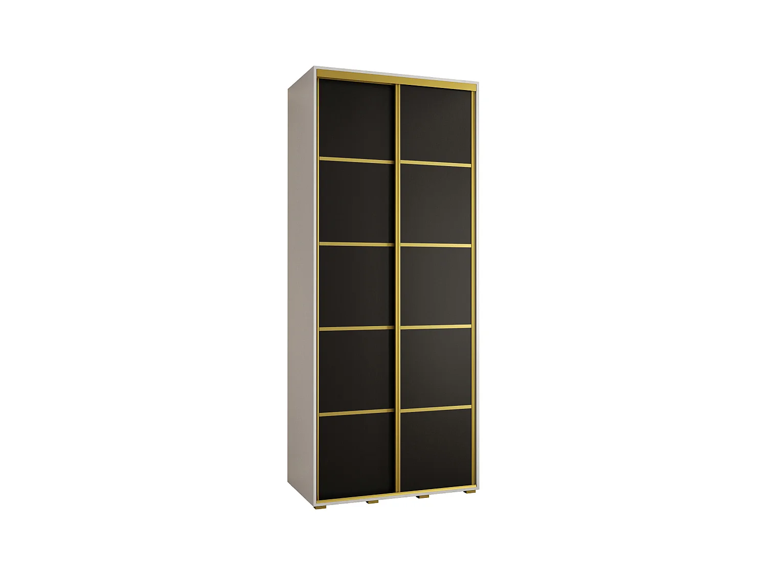 SCHWEBETÜRENSCHRANK DAVOS 4 235,2/110/45 2-türig (Weiß/Schwarz/Gold)