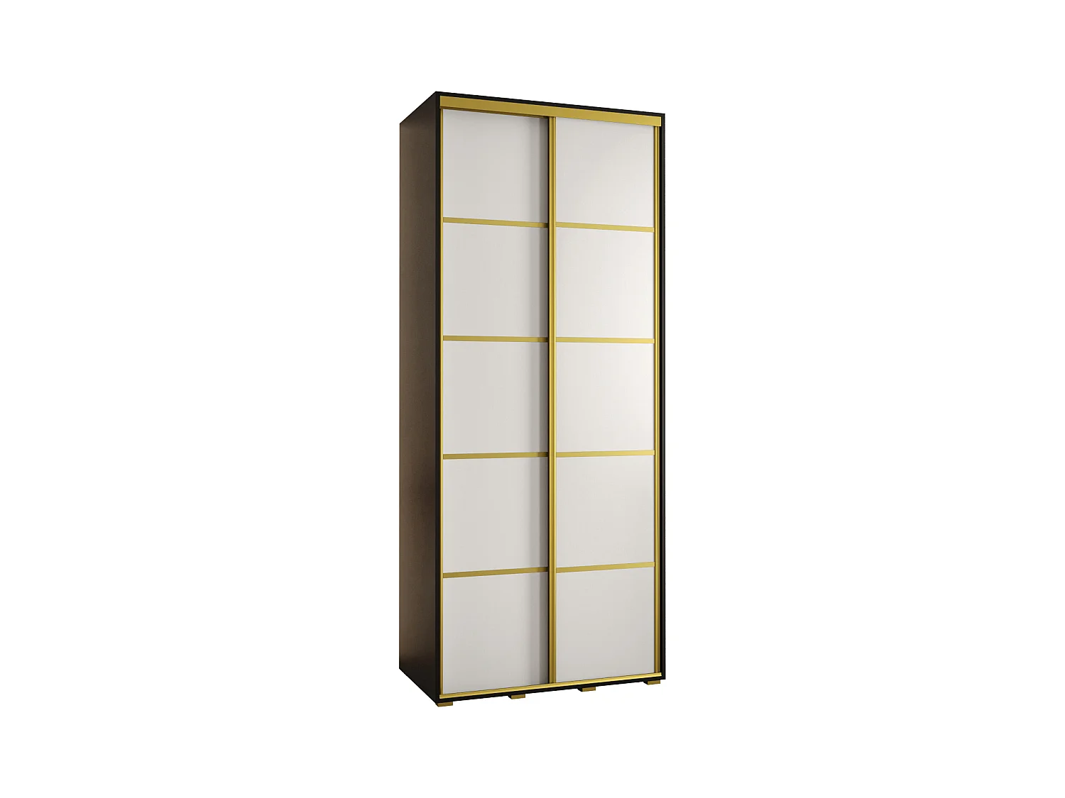 SCHWEBETÜRENSCHRANK DAVOS 4 235,2/100/45 2-türig (Schwarz/Weiß/Gold)