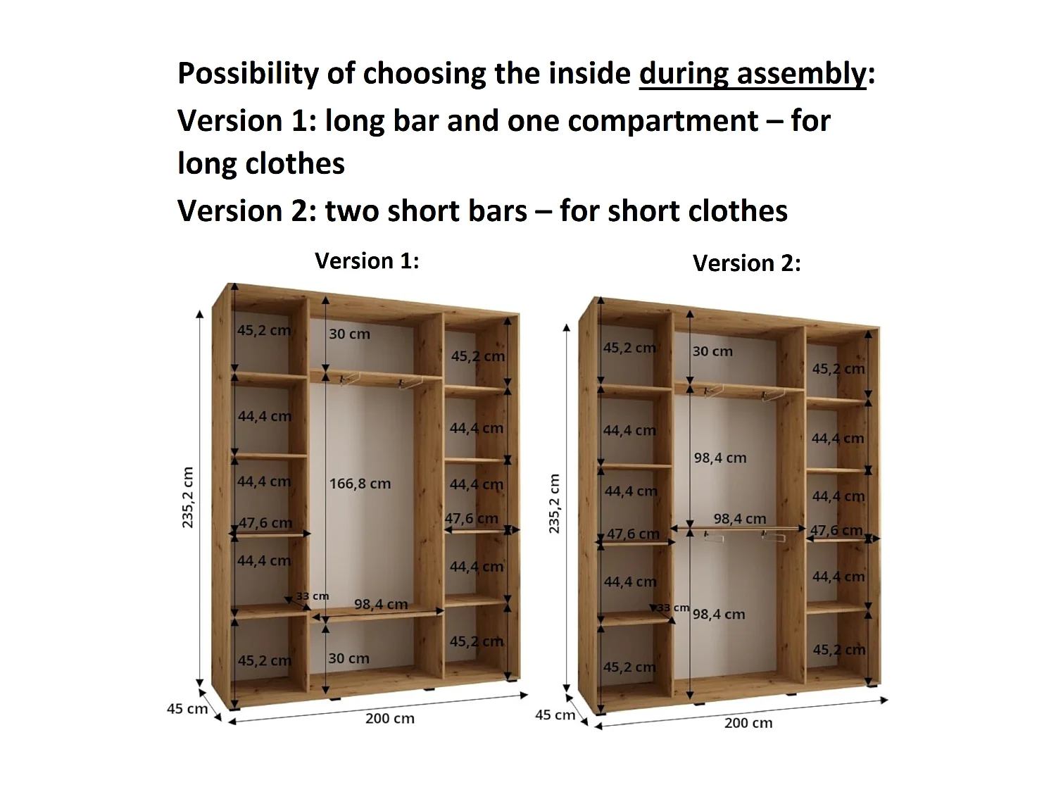 ARMADIO DAVOS 3 AD ANTE SCORREVOLI 235,2/200/45 3 porte (Bianco/Bianco/Argento)