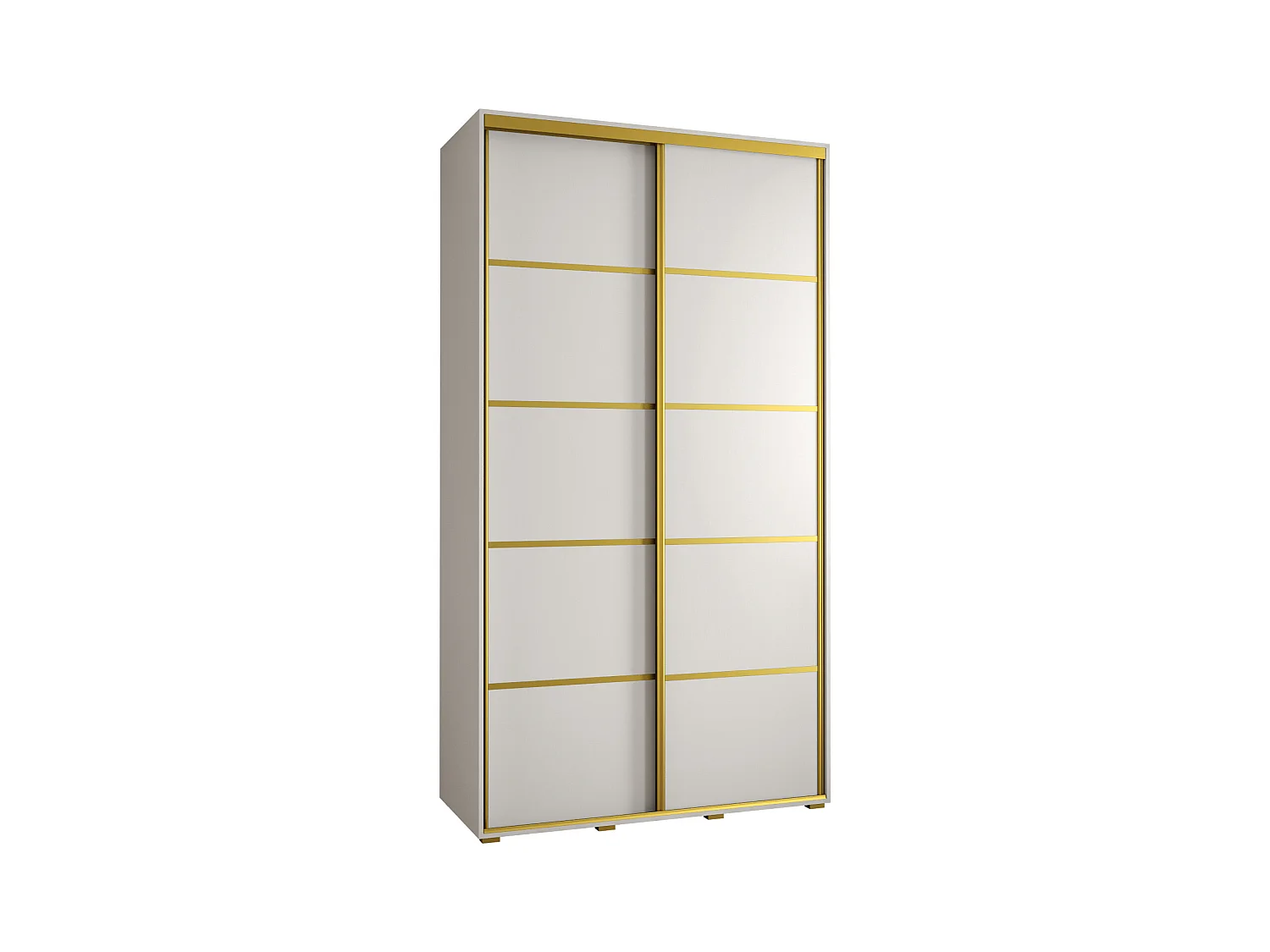ARMOIRE DAVOS 4 À PORTES COULISSANTES 235,2/140/60 2 portes (Blanc/Blanc/Or)