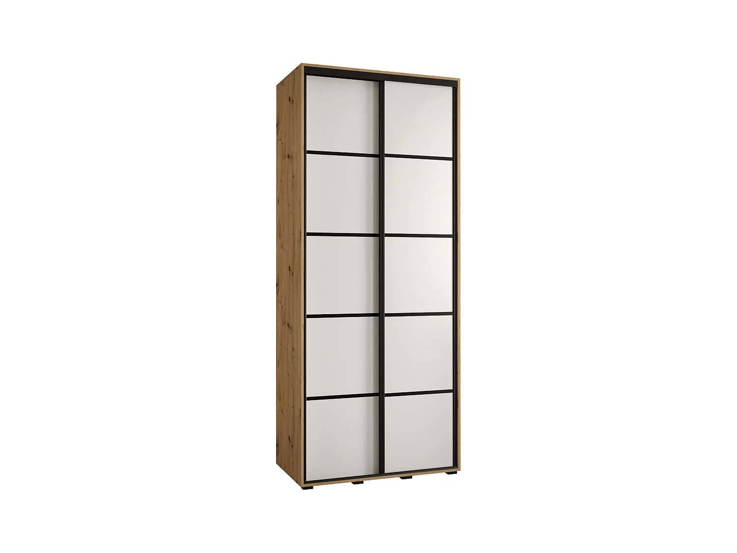 SCHWEBETÜRENSCHRANK DAVOS 4 235,2/100/45 2-türig (Artisan/Weiß/Schwarz)