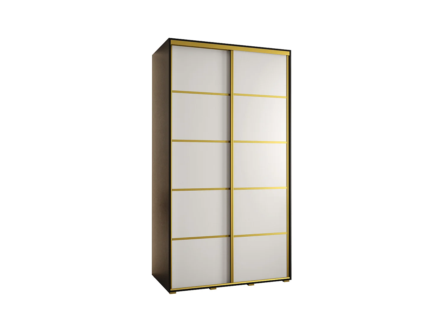 ARMOIRE DAVOS 4 À PORTES COULISSANTES 235,2/130/45 2 portes (Noir/Blanc/Or)