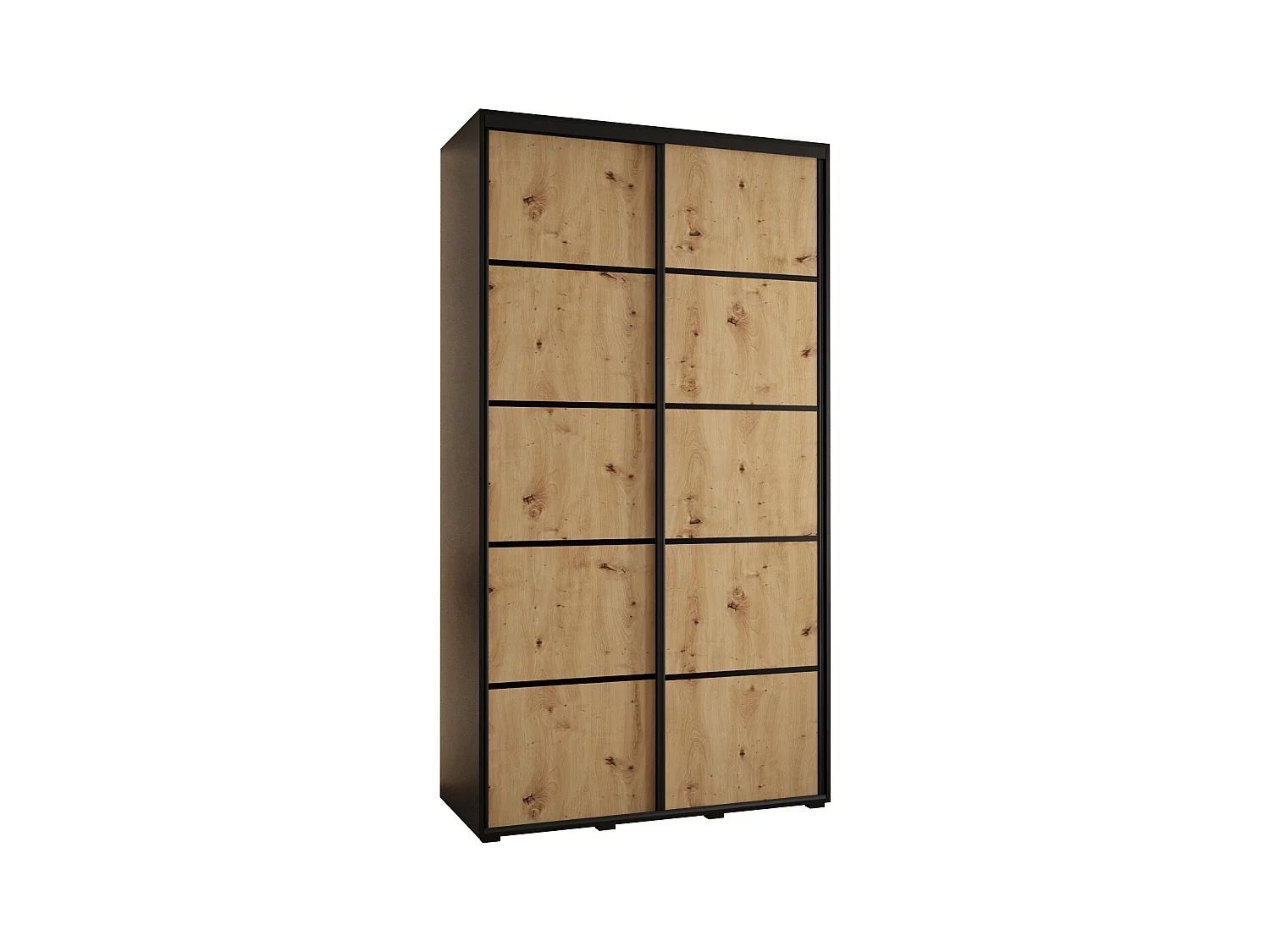 ARMOIRE DAVOS 4 À PORTES COULISSANTES 235,2/140/60 2 portes (Noir/Artisan/Noir)