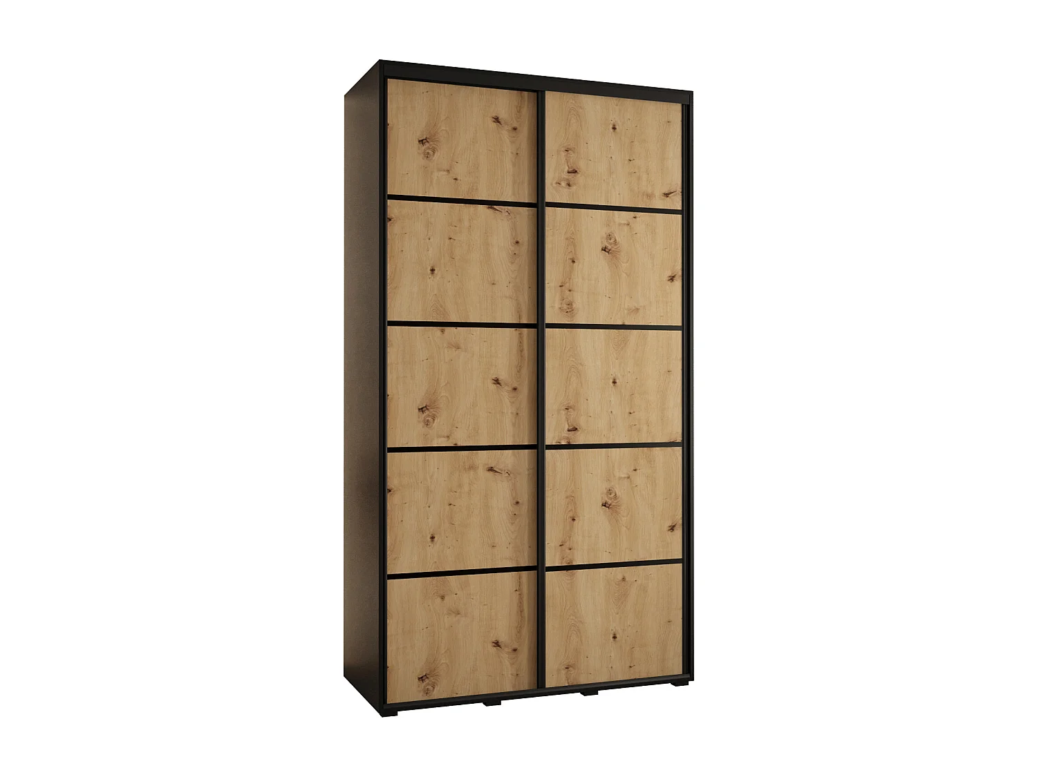 ARMOIRE DAVOS 4 À PORTES COULISSANTES 235,2/140/60 2 portes (Noir/Artisan/Noir)