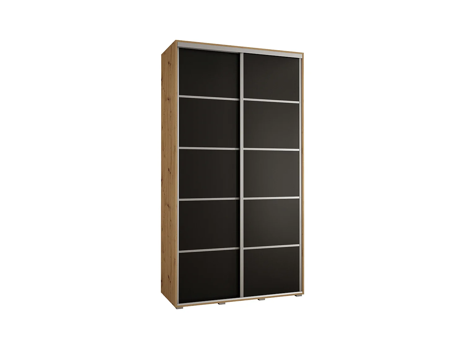 ARMOIRE DAVOS 4 À PORTES COULISSANTES 235,2/140/60 2 portes (Artisan/Noir/Argent)