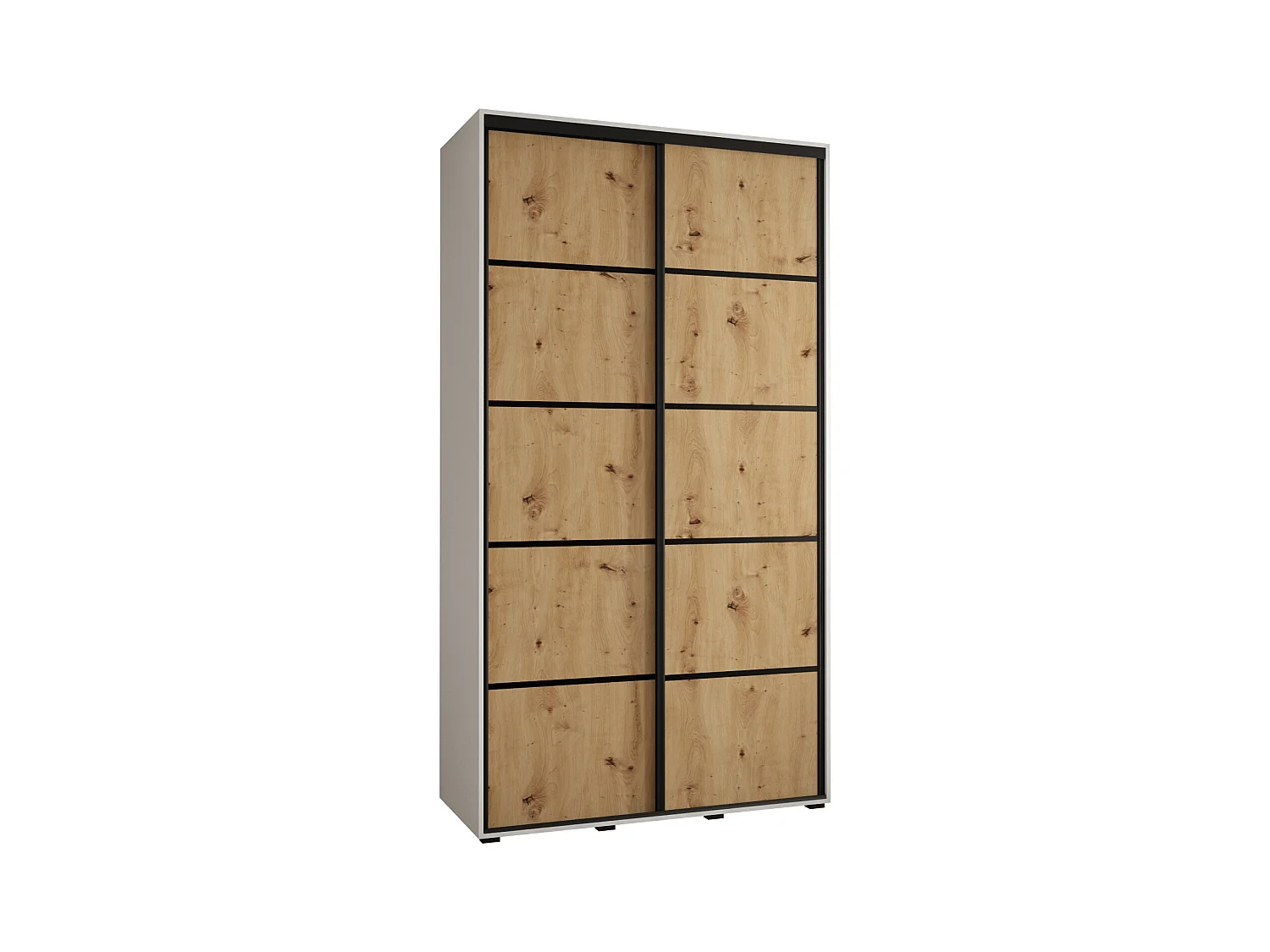 SCHWEBETÜRENSCHRANK DAVOS 4 235,2/140/60 2-türig (Weiß/Artisan/Schwarz)