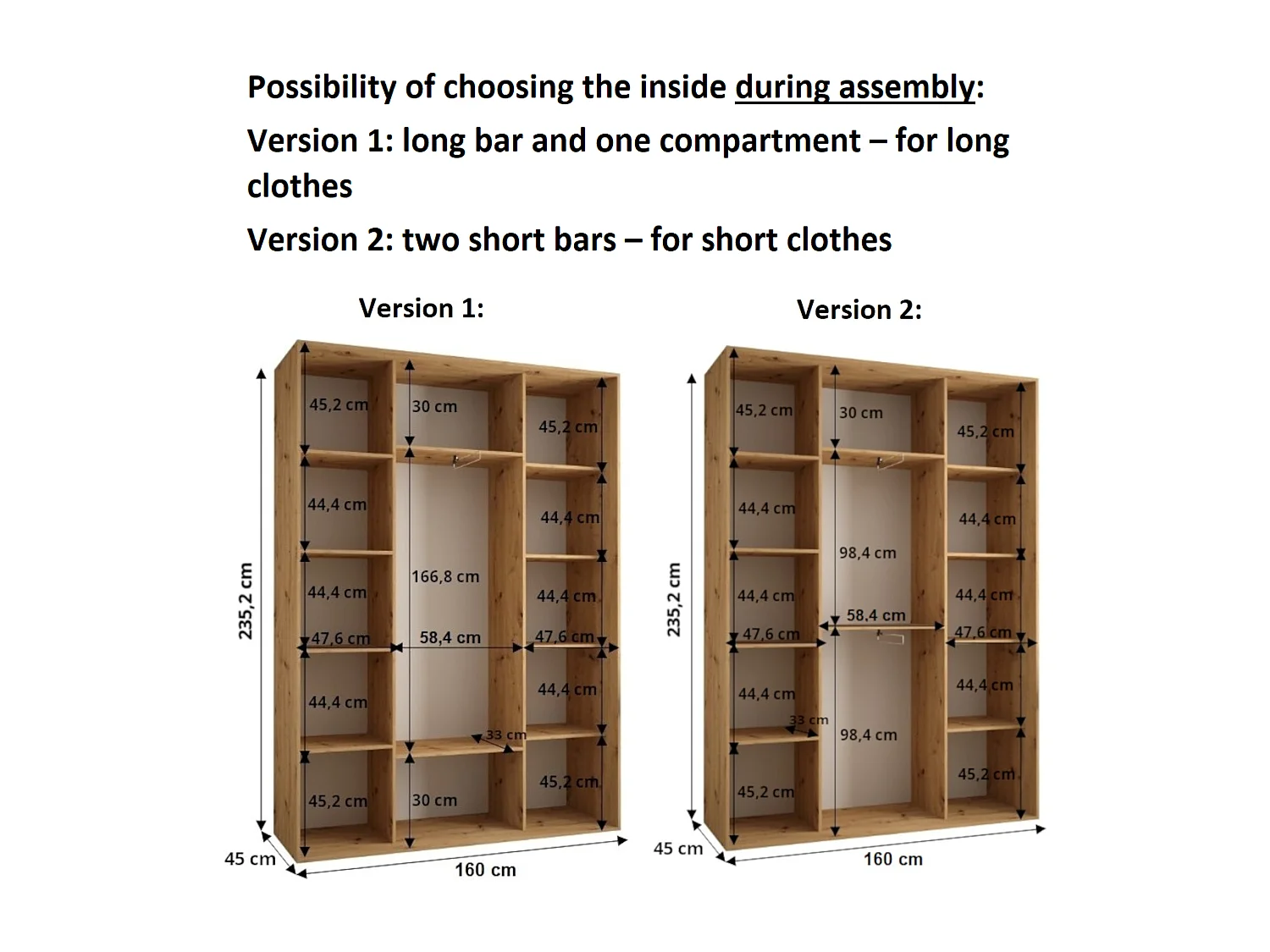 ARMADIO DAVOS 4 AD ANTE SCORREVOLI 235,2/160/45 3 porte (Bianco/Bianco/Oro)