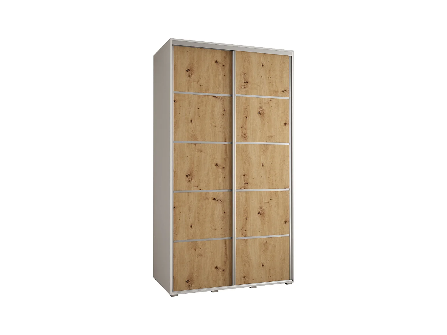 ARMOIRE DAVOS 4 À PORTES COULISSANTES 235,2/130/60 2 portes (Blanc/Artisan/Argent)