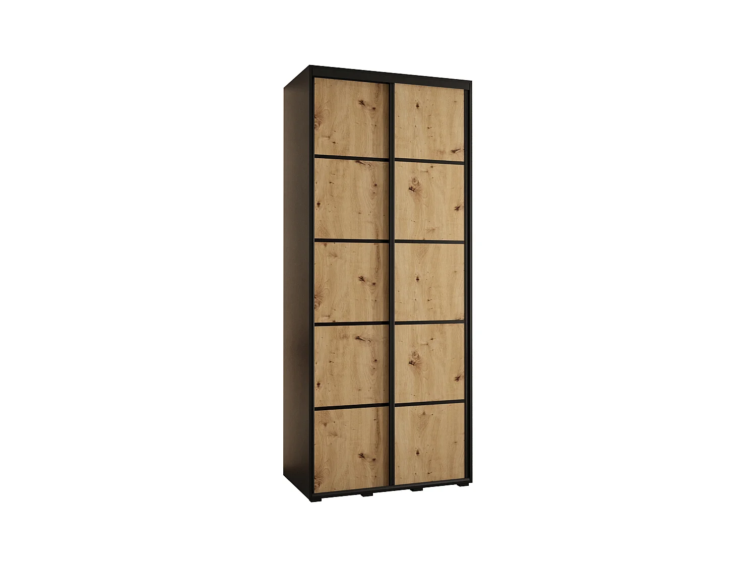 SCHWEBETÜRENSCHRANK DAVOS 4 235,2/110/45 2-türig (Schwarz/Artisan/Schwarz)