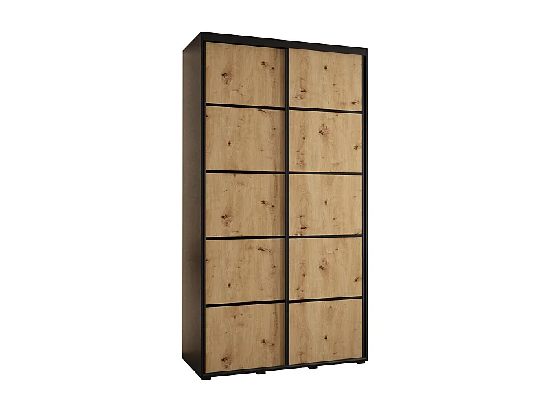 ARMOIRE DAVOS 4 À PORTES COULISSANTES 235,2/130/60 2 portes (Noir/Artisan/Noir)