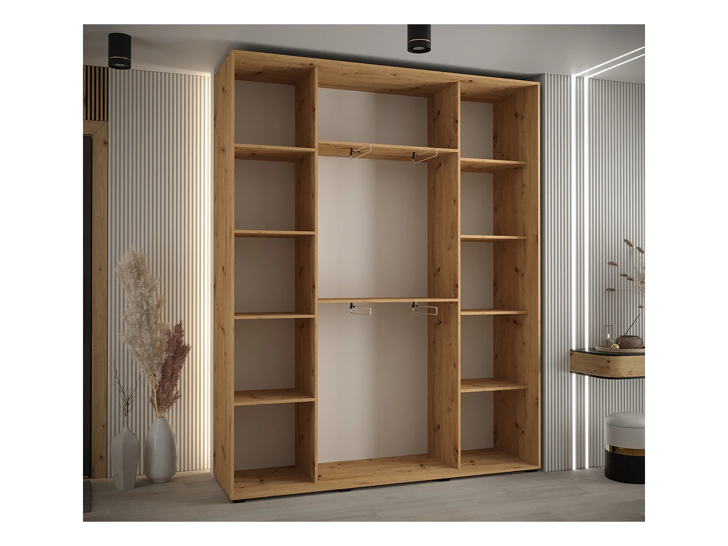 ARMOIRE DAVOS 3 À PORTES COULISSANTES 235,2/200/45 3 portes (Artisan/Artisan/Argent)