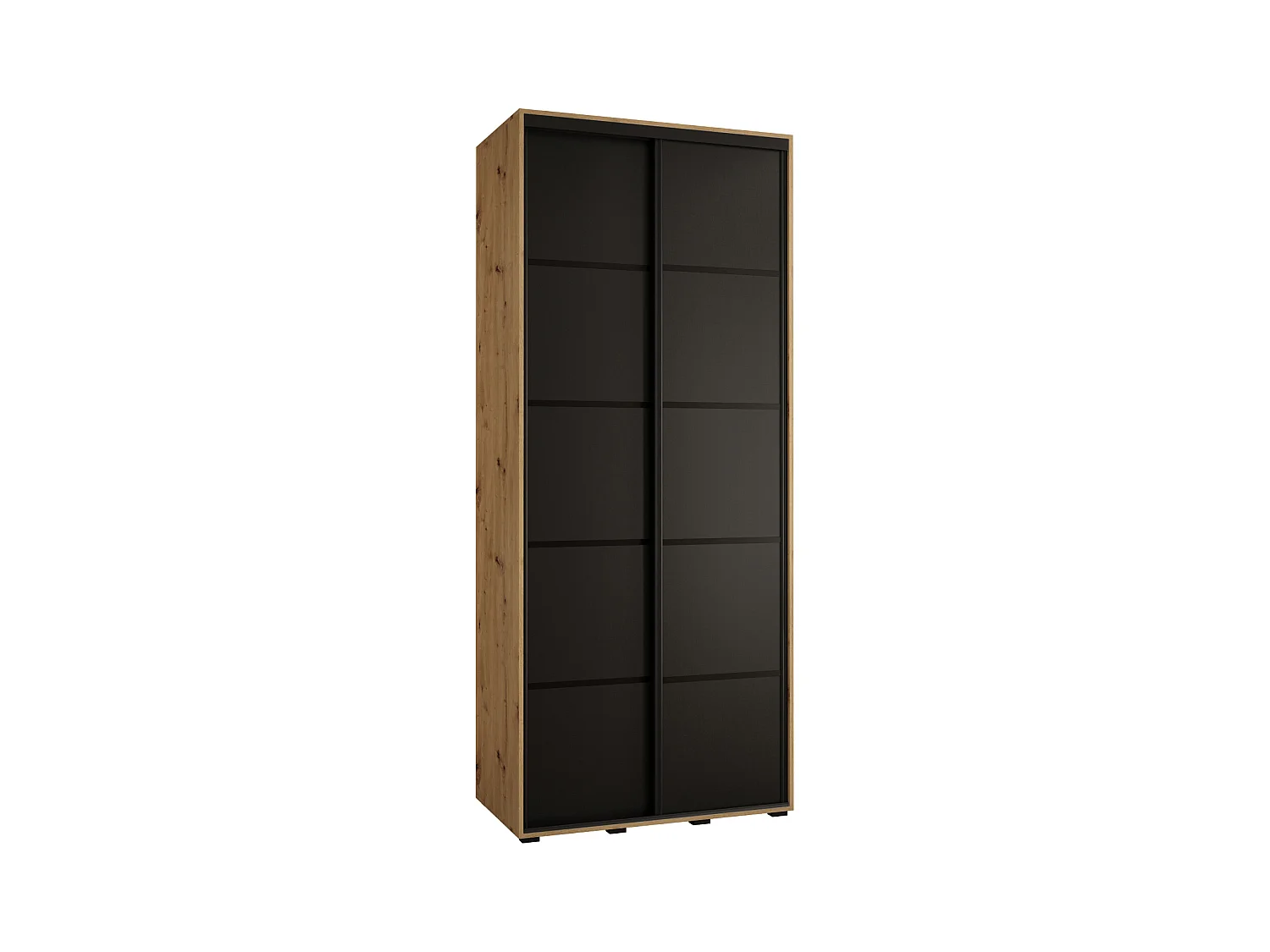 ARMOIRE DAVOS 4 À PORTES COULISSANTES 235,2/100/60 2 portes (Artisan/Noir/Noir)
