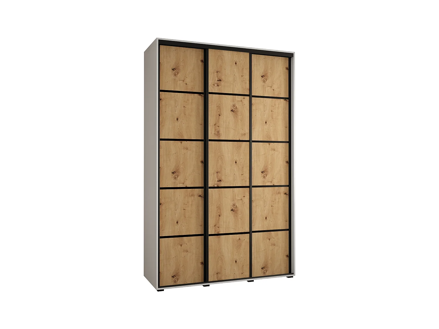 SCHWEBETÜRENSCHRANK DAVOS 4 235,2/160/45 3-türig (Weiß/Artisan/Schwarz)