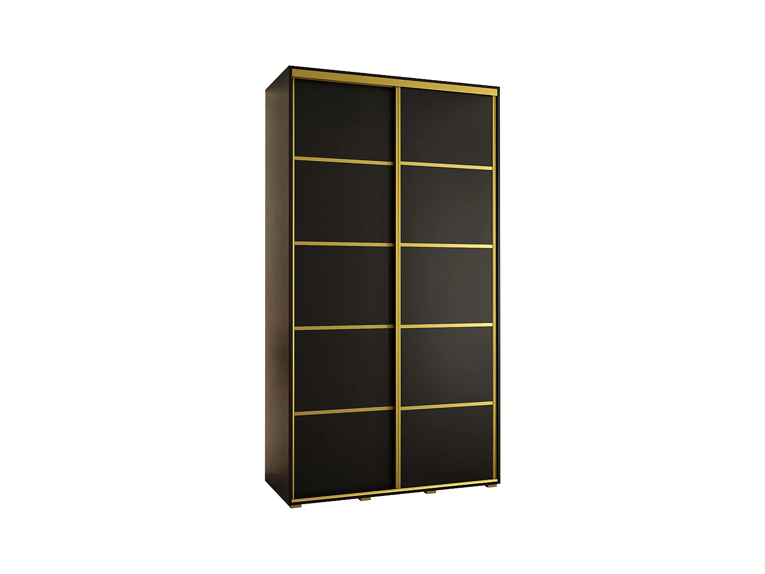 ARMOIRE DAVOS 4 À PORTES COULISSANTES 235,2/140/60 2 portes (Noir/Noir/Or)