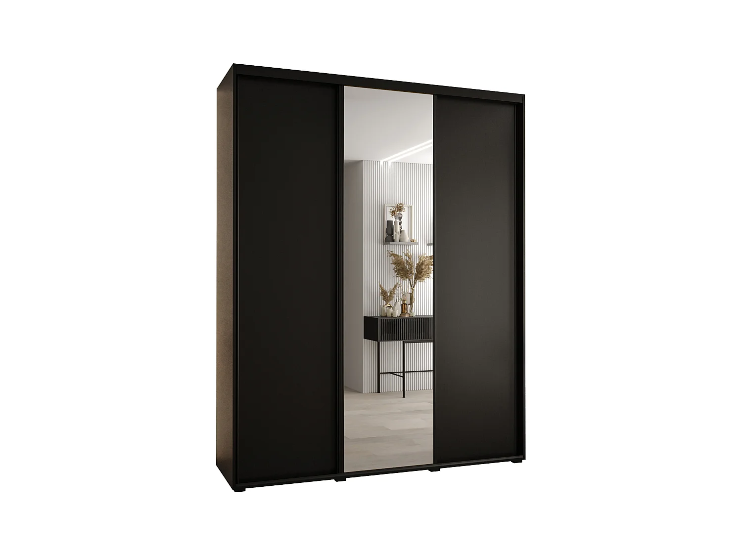 SCHWEBETÜRENSCHRANK DAVOS 3 235,2/190/45 3-türig (Schwarz/Schwarz/Schwarz)