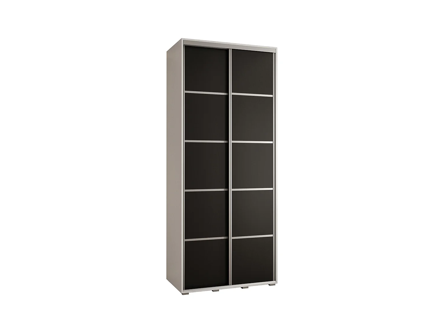 ARMOIRE DAVOS 4 À PORTES COULISSANTES 235,2/100/60 2 portes (Blanc/Noir/Argent)