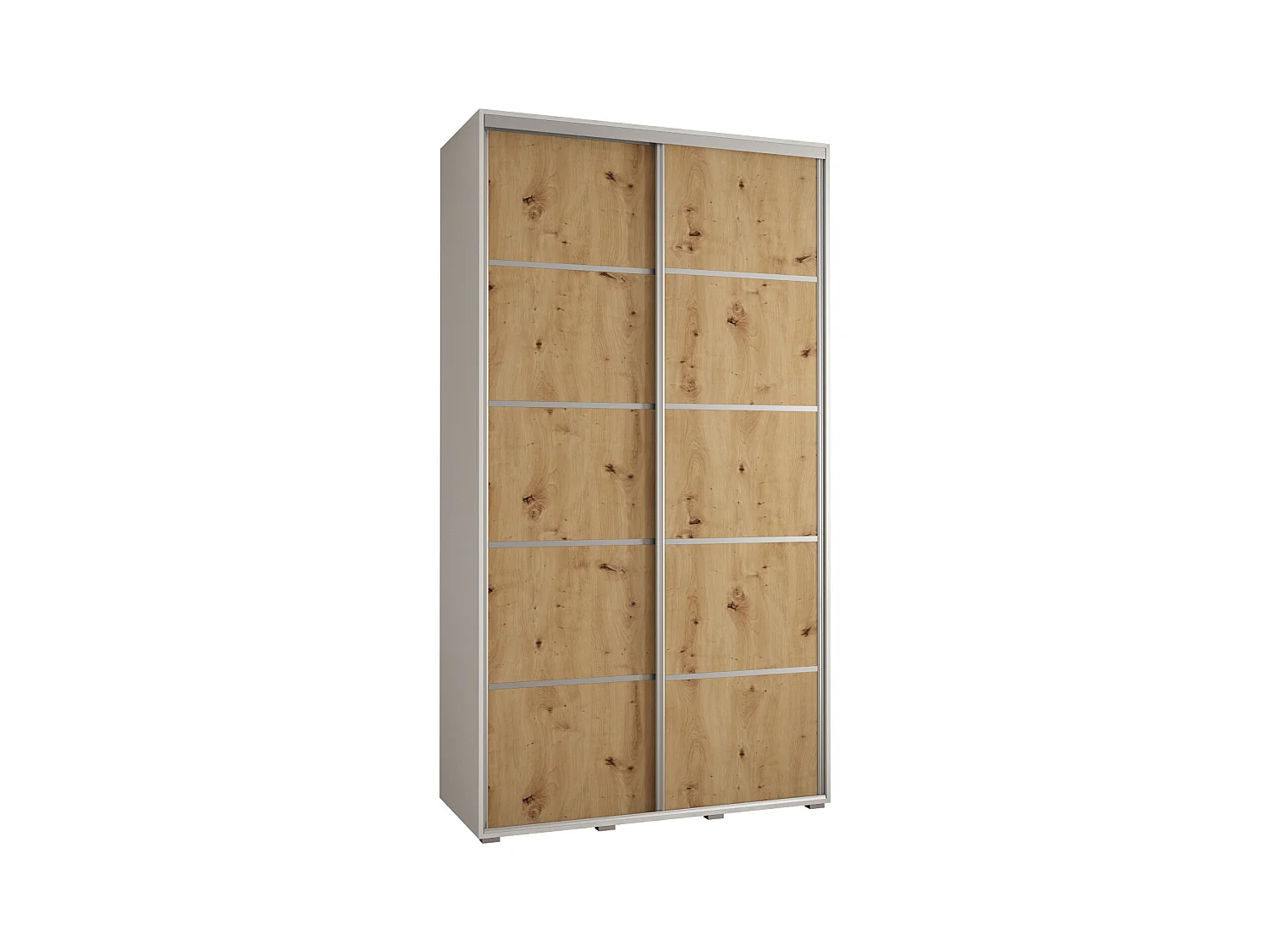 ARMOIRE DAVOS 4 À PORTES COULISSANTES 235,2/130/45 2 portes (Blanc/Artisan/Argent)