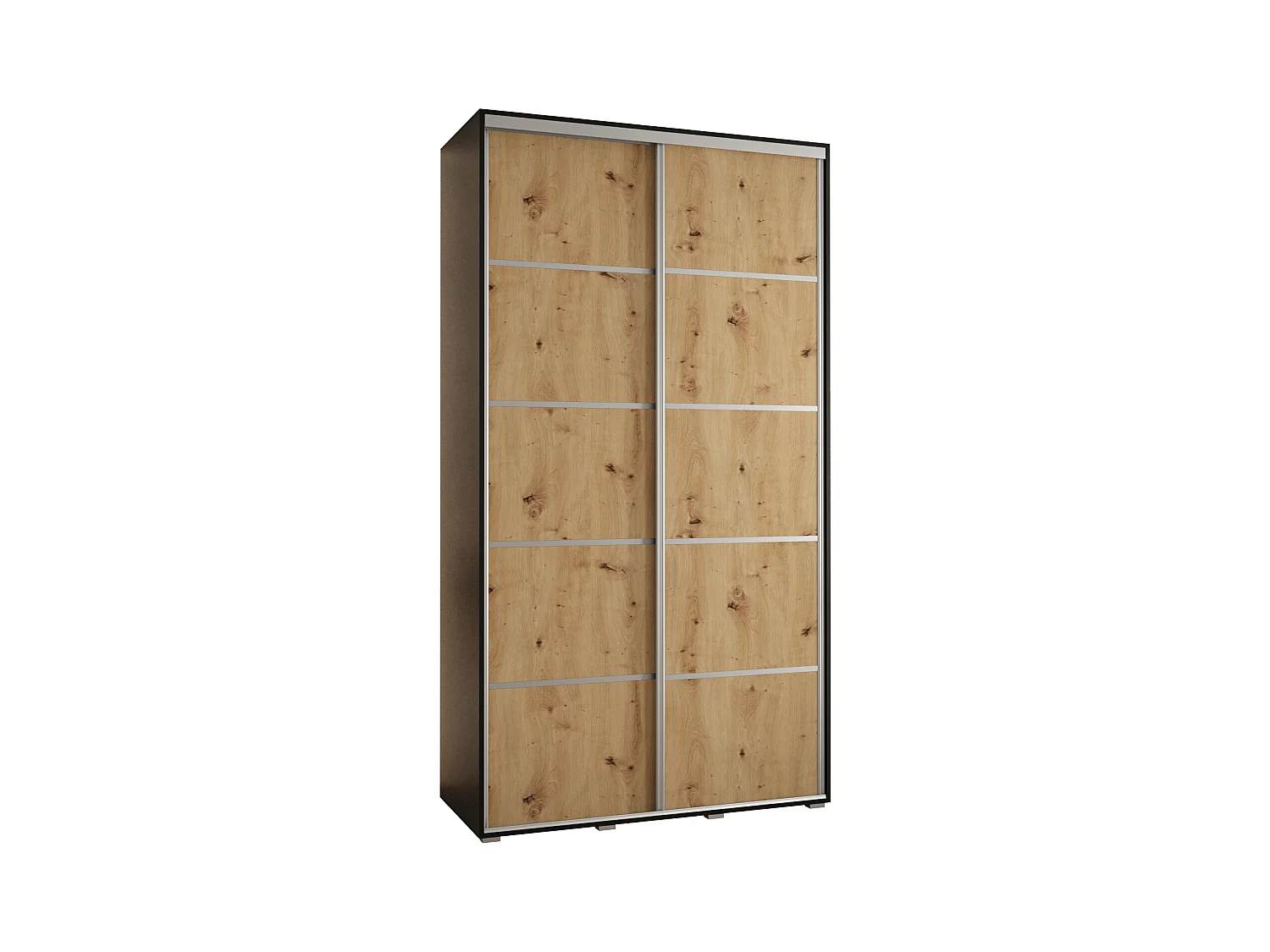ARMOIRE DAVOS 4 À PORTES COULISSANTES 235,2/130/45 2 portes (Noir/Artisan/Argent)