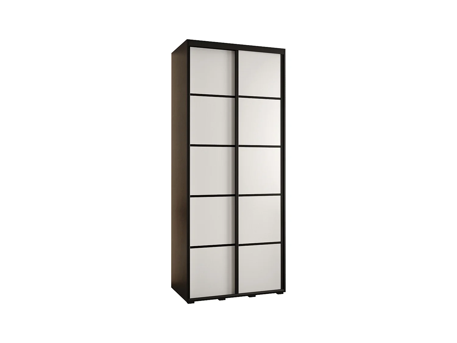ARMOIRE DAVOS 4 À PORTES COULISSANTES 235,2/100/60 2 portes (Noir/Blanc/Noir)