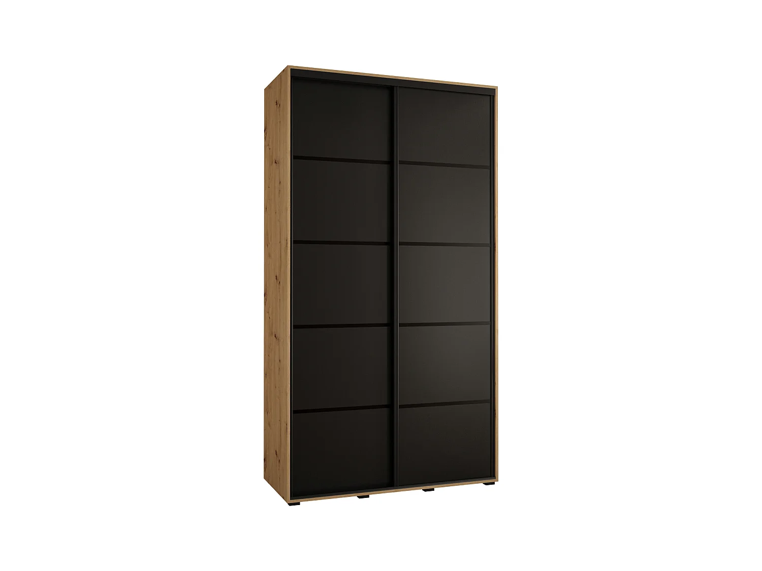 ARMOIRE DAVOS 4 À PORTES COULISSANTES 235,2/130/45 2 portes (Artisan/Noir/Noir)