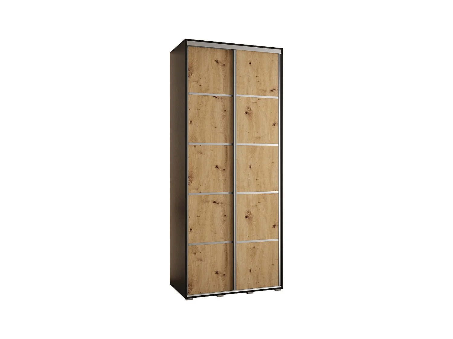 SCHWEBETÜRENSCHRANK DAVOS 4 235,2/110/45 2-türig (Schwarz/Artisan/Silber)