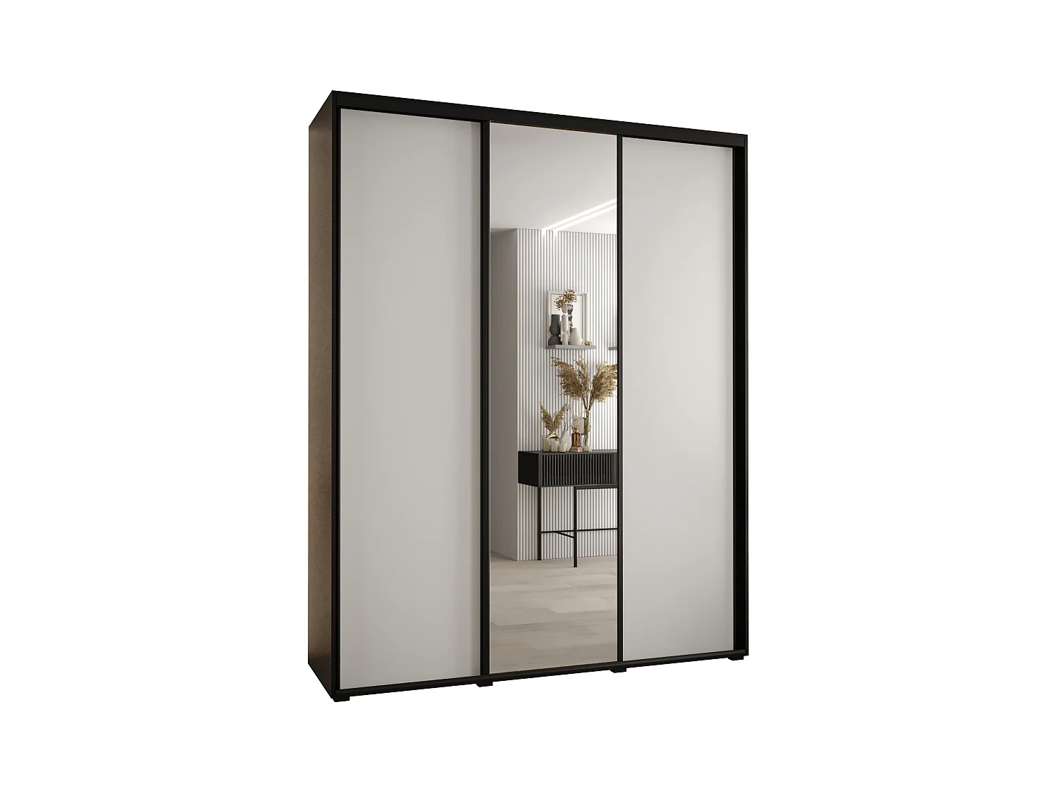 ARMOIRE DAVOS 3 À PORTES COULISSANTES 235,2/200/45 3 portes (Noir/Blanc/Noir)
