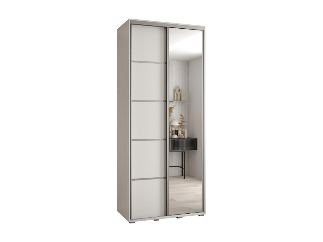 ARMADIO DAVOS 5 AD ANTE SCORREVOLI 235,2/100/45 2 porte (Bianco/Bianco/Argento)