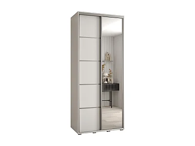 DAVOS 5 KLEDINGKAST MET SCHUIFDEUREN 235,2/100/45 2 deuren (Wit/Wit/Zilver)