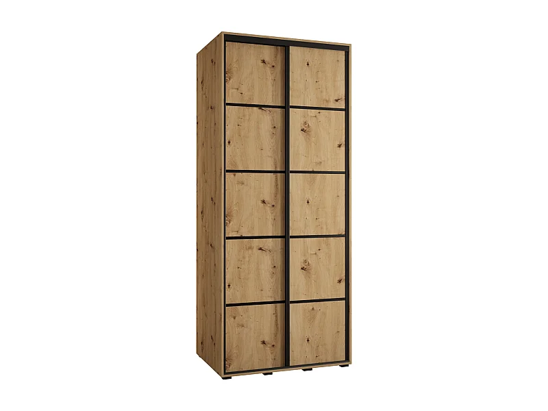 ARMOIRE DAVOS 4 À PORTES COULISSANTES 235,2/120/45 2 portes (Artisan/Artisan/Noir)