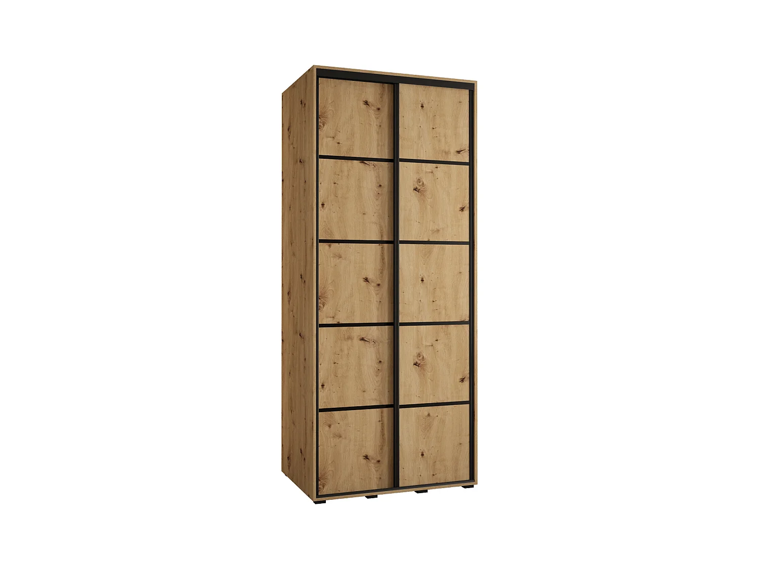 ARMOIRE DAVOS 4 À PORTES COULISSANTES 235,2/100/60 2 portes (Artisan/Artisan/Noir)