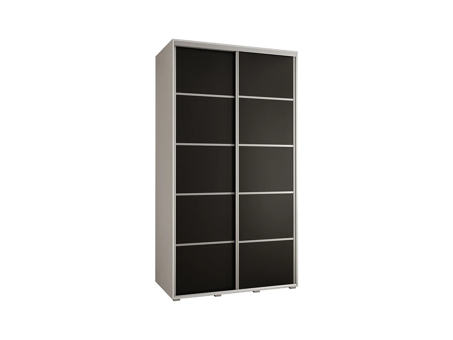 ARMOIRE DAVOS 4 À PORTES COULISSANTES 235,2/130/45 2 portes (Blanc/Noir/Argent)