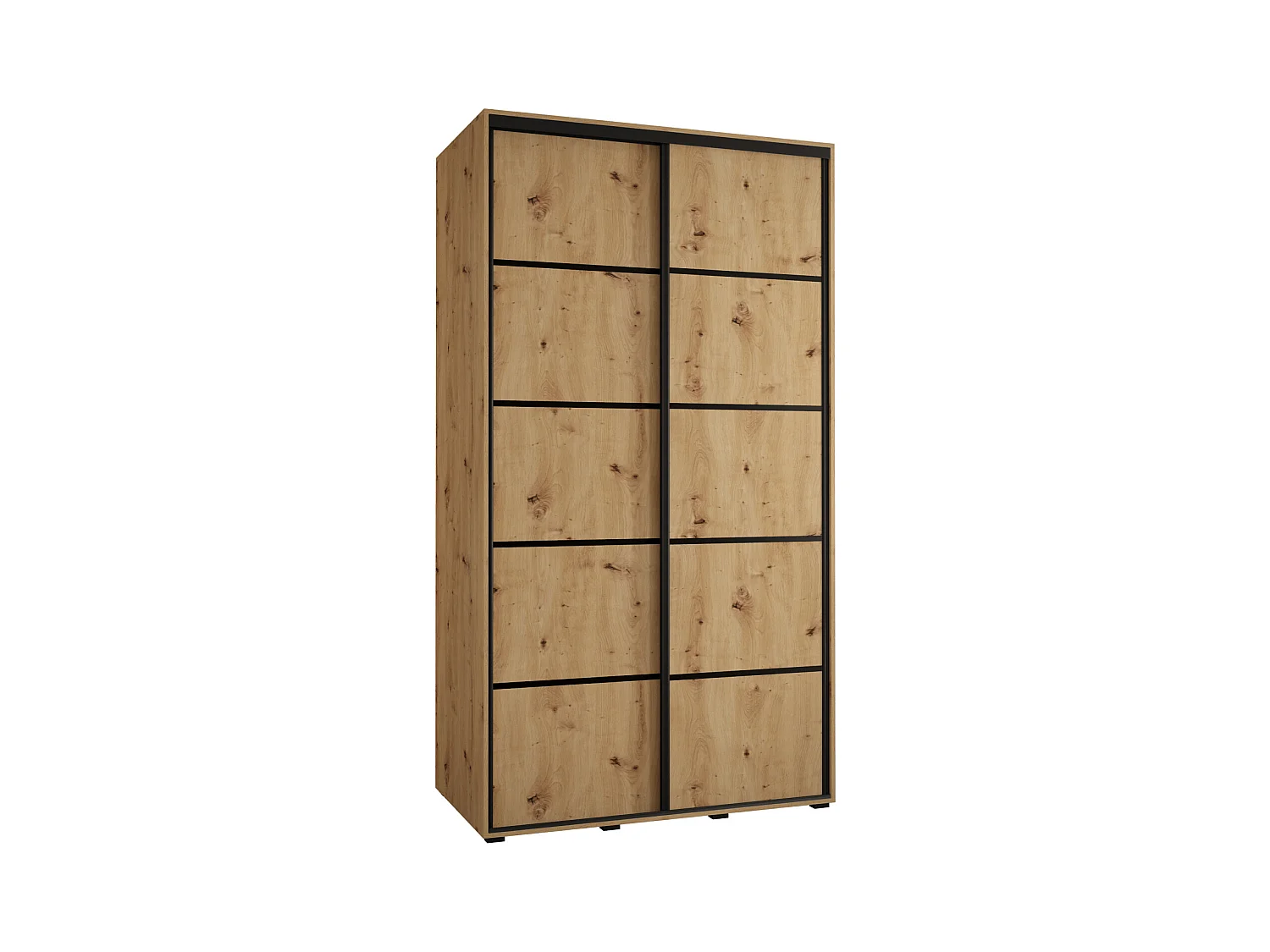 SCHWEBETÜRENSCHRANK DAVOS 4 235,2/130/60 2-türig (Artisan/Artisan/Schwarz)