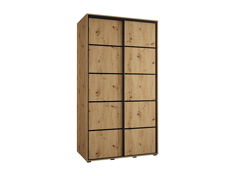 ARMOIRE DAVOS 4 À PORTES COULISSANTES 235,2/130/60 2 portes (Artisan/Artisan/Noir)