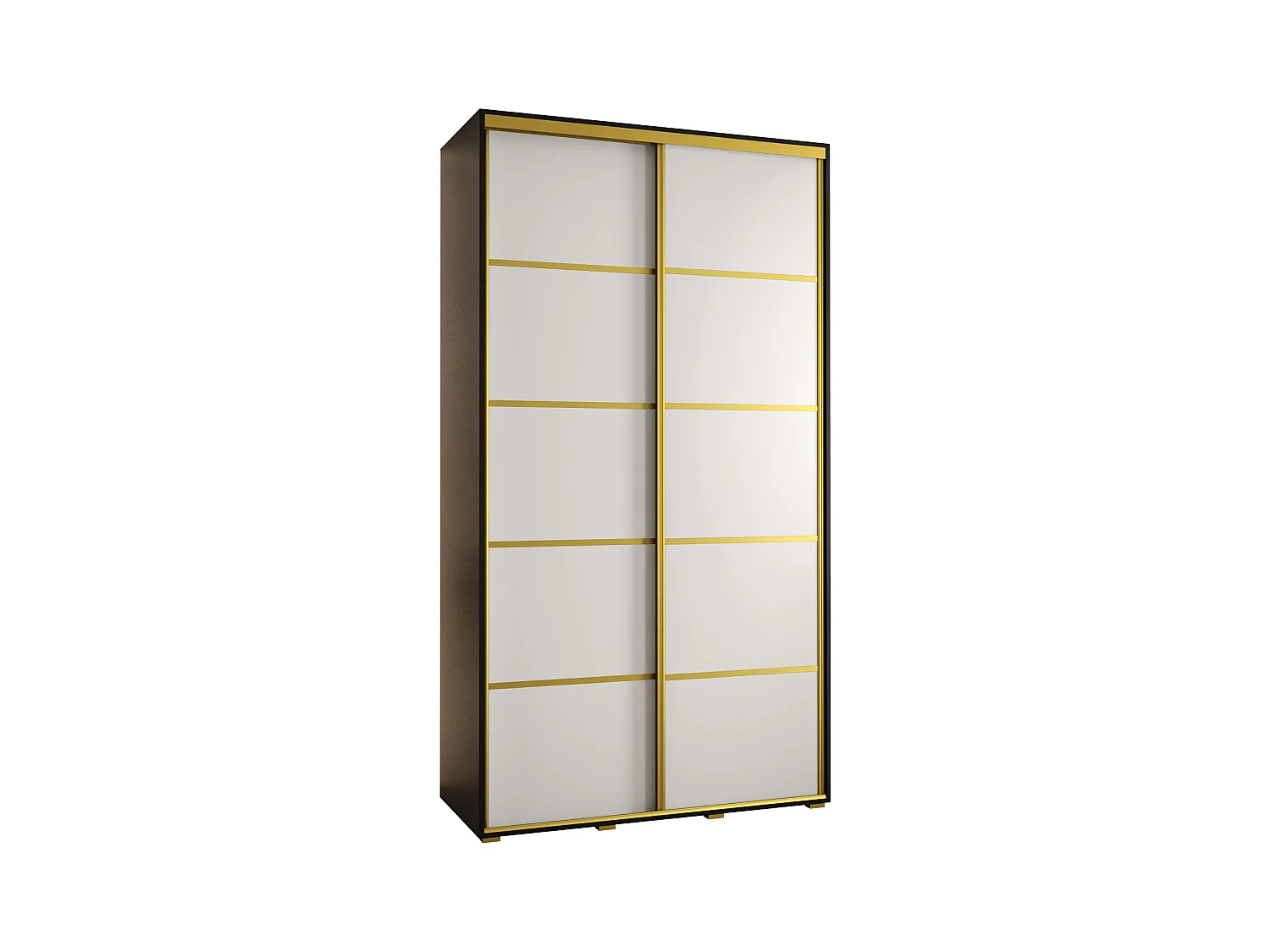 SCHWEBETÜRENSCHRANK DAVOS 4 235,2/140/60 2-türig (Schwarz/Weiß/Gold)