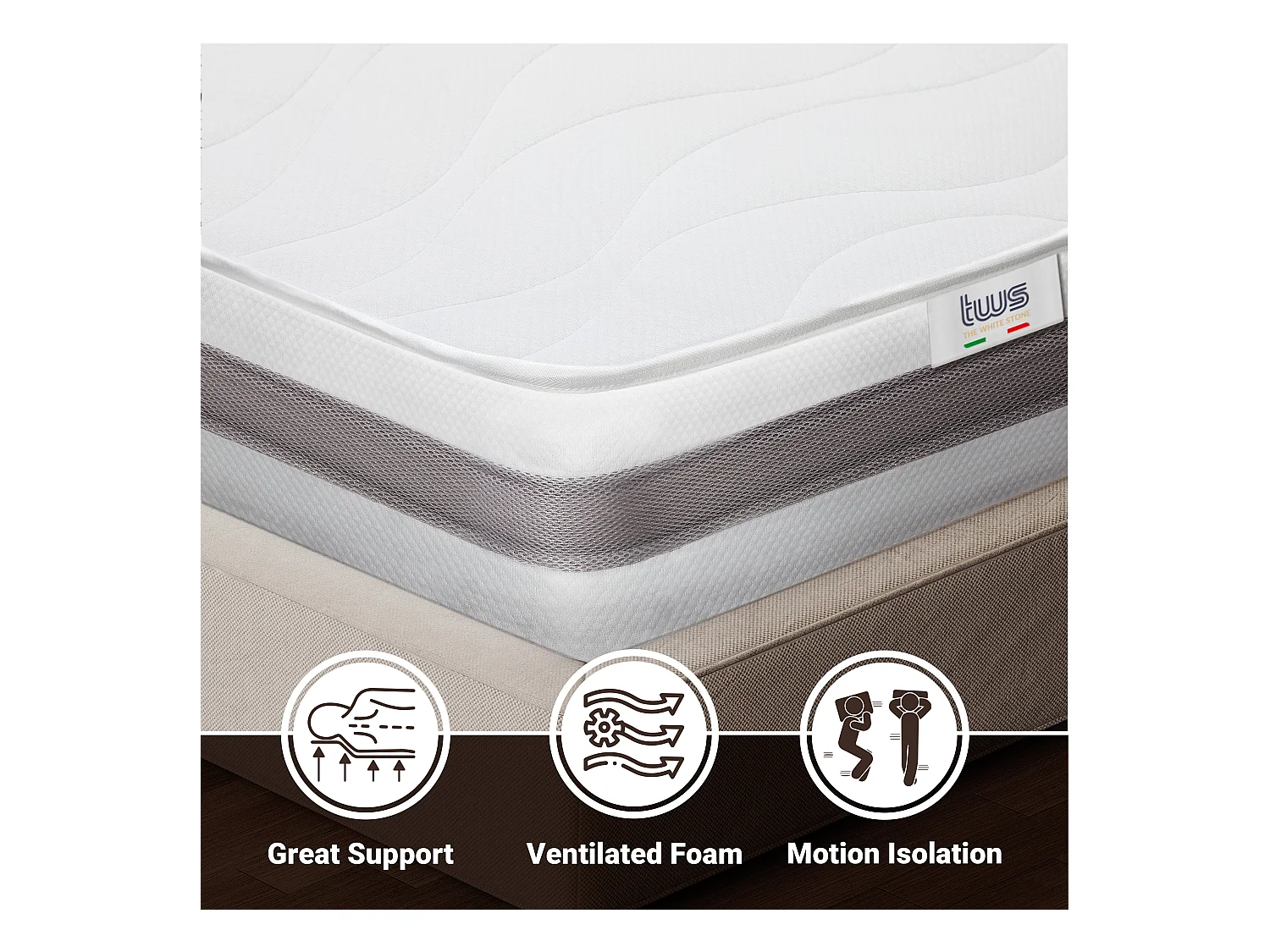 Eenpersoons Matras 80x190 Memory Orthopedisch, antibacterieel, mijtwerend, anti-allergisch | Hoogte 25 cm | Made in Italy