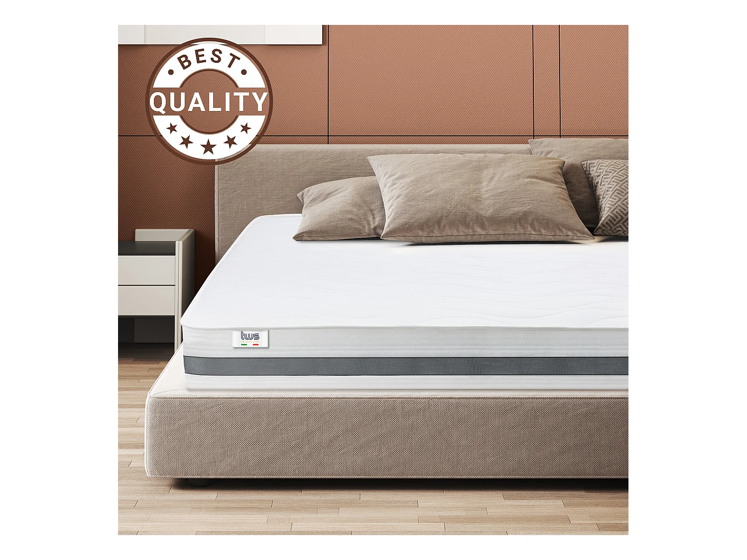 Matras 135x190 Memory Orthopedisch, antibacterieel, mijtwerend, anti-allergisch | Hoogte 25 cm | Made in Italy