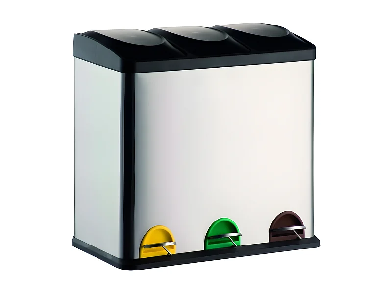 Poubelle à  pédale Tri sélectif Inox 3x20L MSV