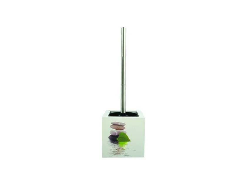 Brosse Wc avec support MDF & Inox LINGGA Décor Blanc MSV