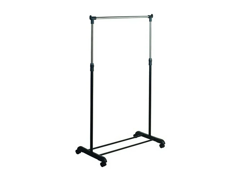 Portant à  vêtements à  roulettes en Inox 101-170cm Noir - Hauteur ajustable MSV