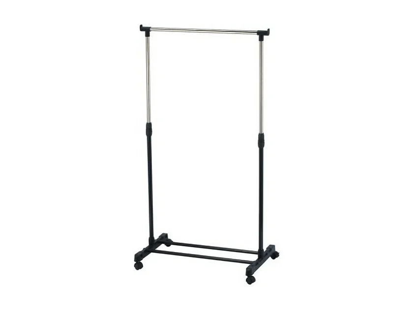 Portant à  vêtements à  roulettes en Inox 101-170cm Noir - Hauteur ajustable MSV