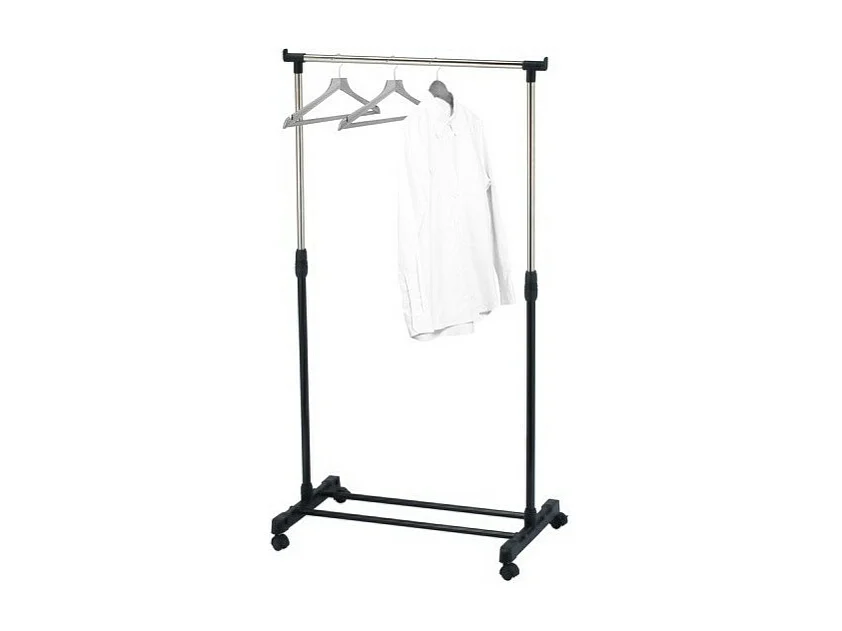 Portant à  vêtements à  roulettes en Inox 101-170cm Noir - Hauteur ajustable MSV