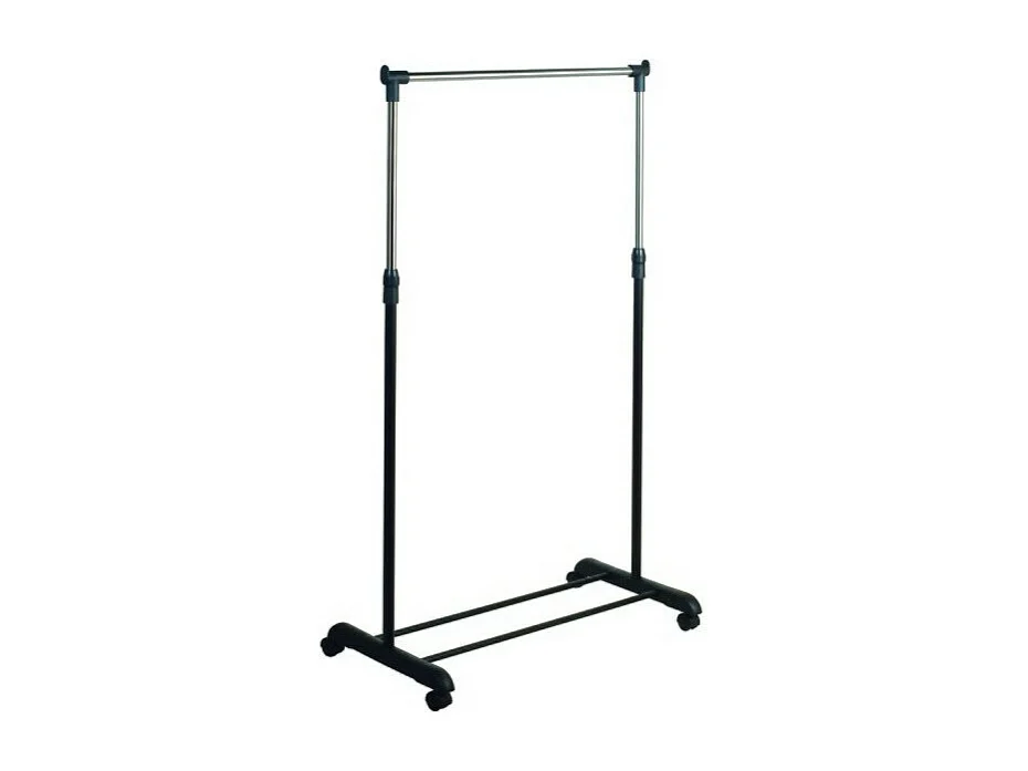 Portant à  vêtements à  roulettes en Inox 101-170cm Noir - Hauteur ajustable MSV
