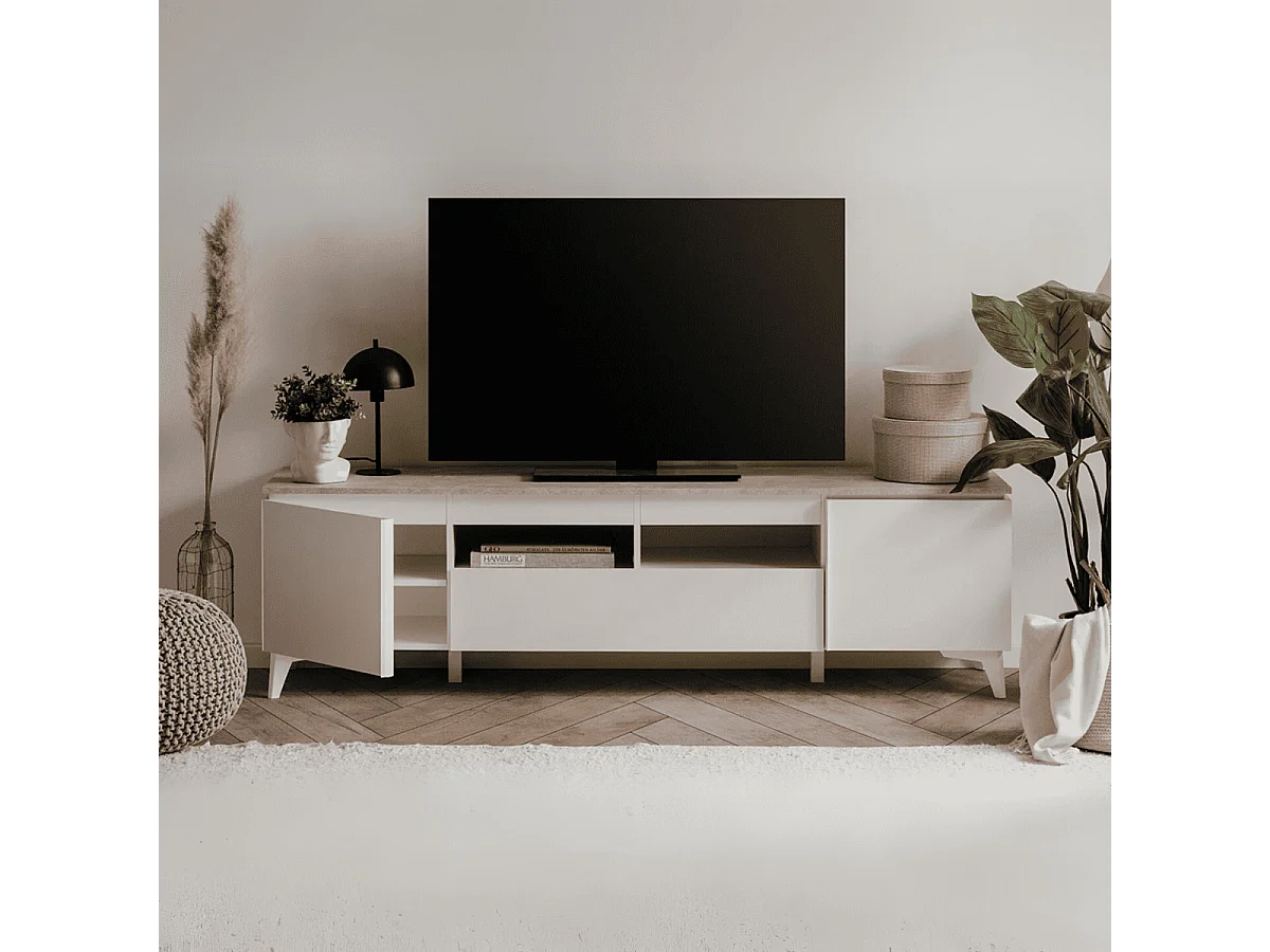 TV-Möbel 2 Türen 1 Schublade L177 cm - BERTRIX