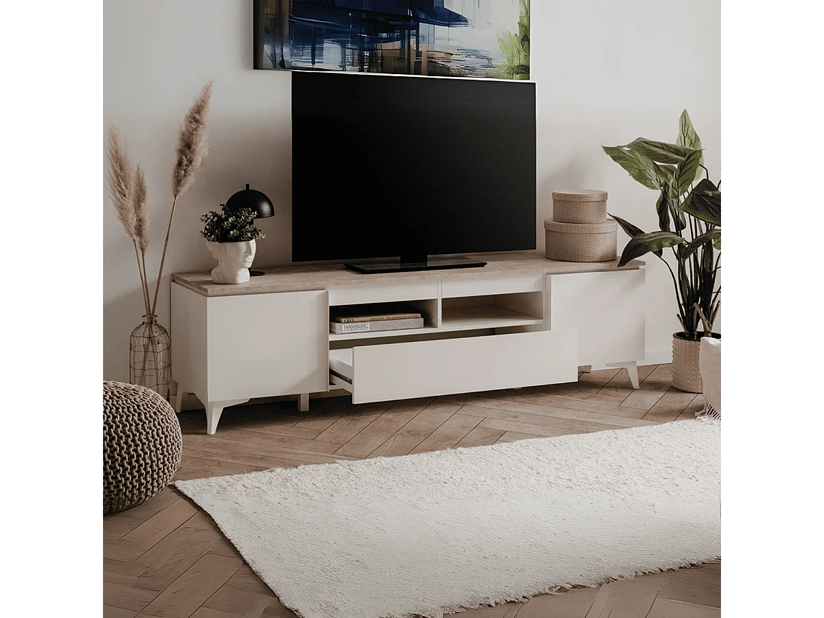 TV-Möbel 2 Türen 1 Schublade L177 cm - BERTRIX