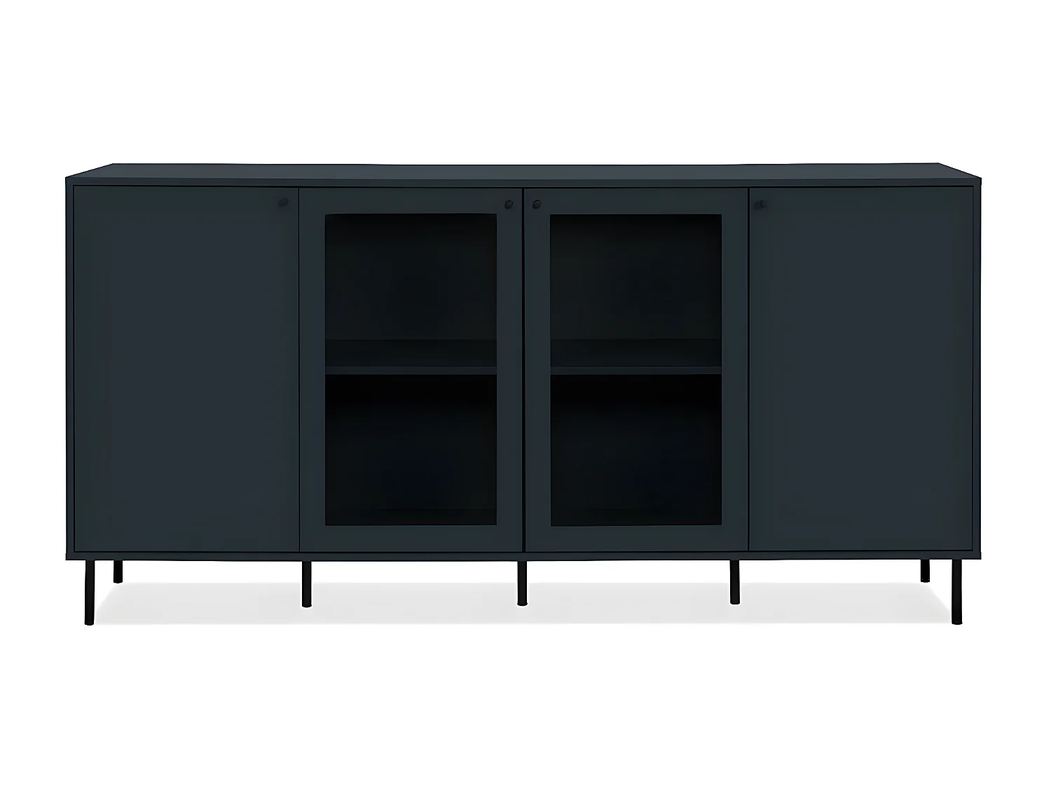 Buffet 4 Portes dont 2 Vitrées Bleu Marine L180 cm - BOGOTA