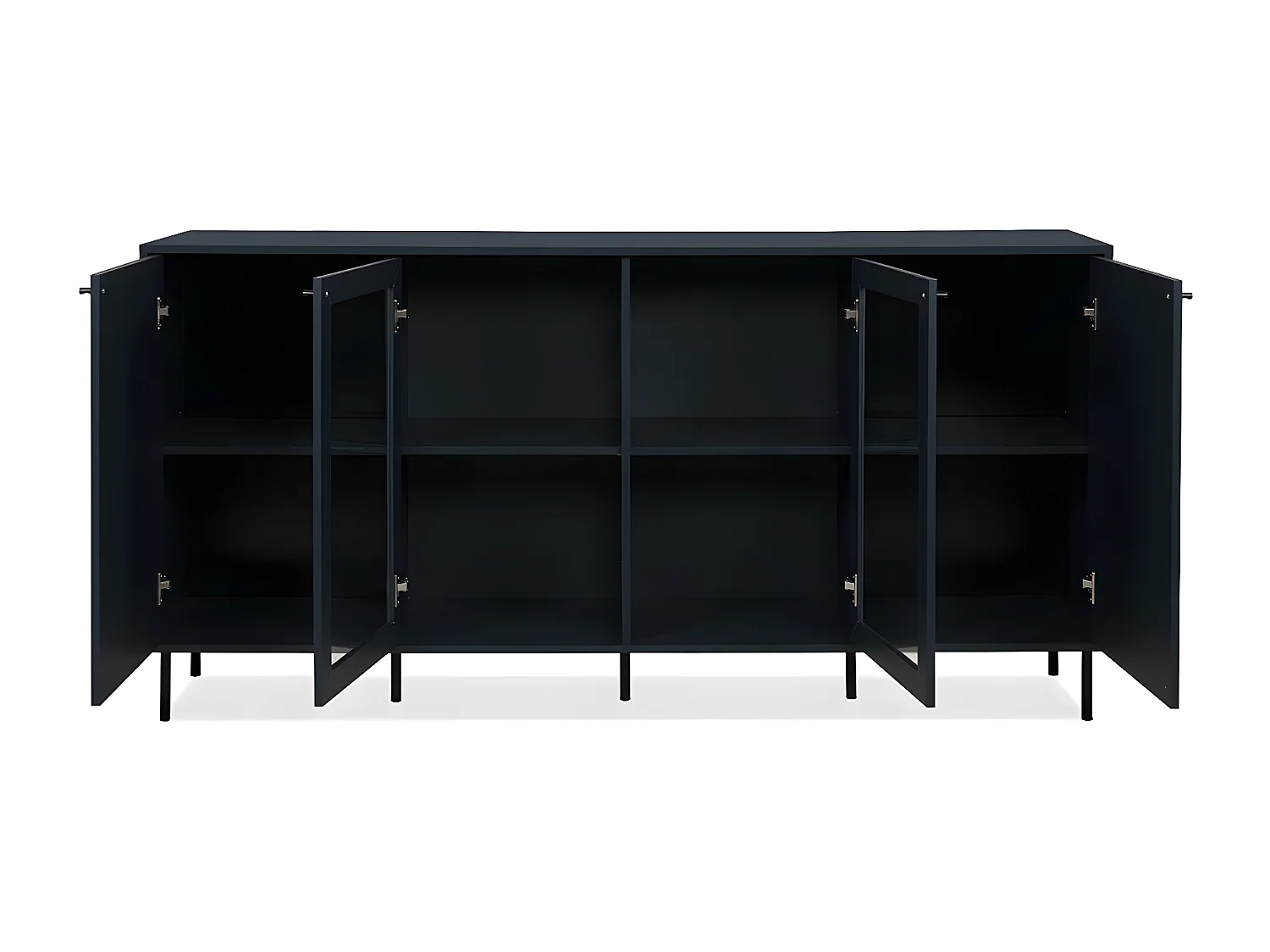 Buffet 4 Portes dont 2 Vitrées Bleu Marine L180 cm - BOGOTA
