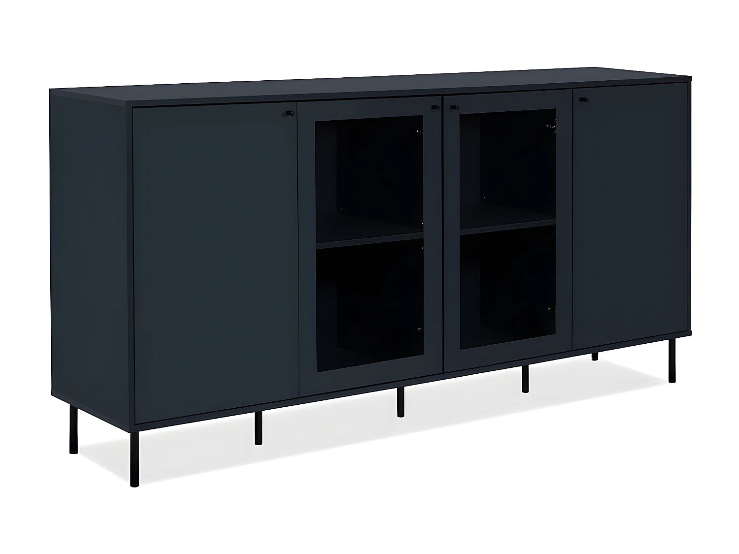Buffet 4 Portes dont 2 Vitrées Bleu Marine L180 cm - BOGOTA
