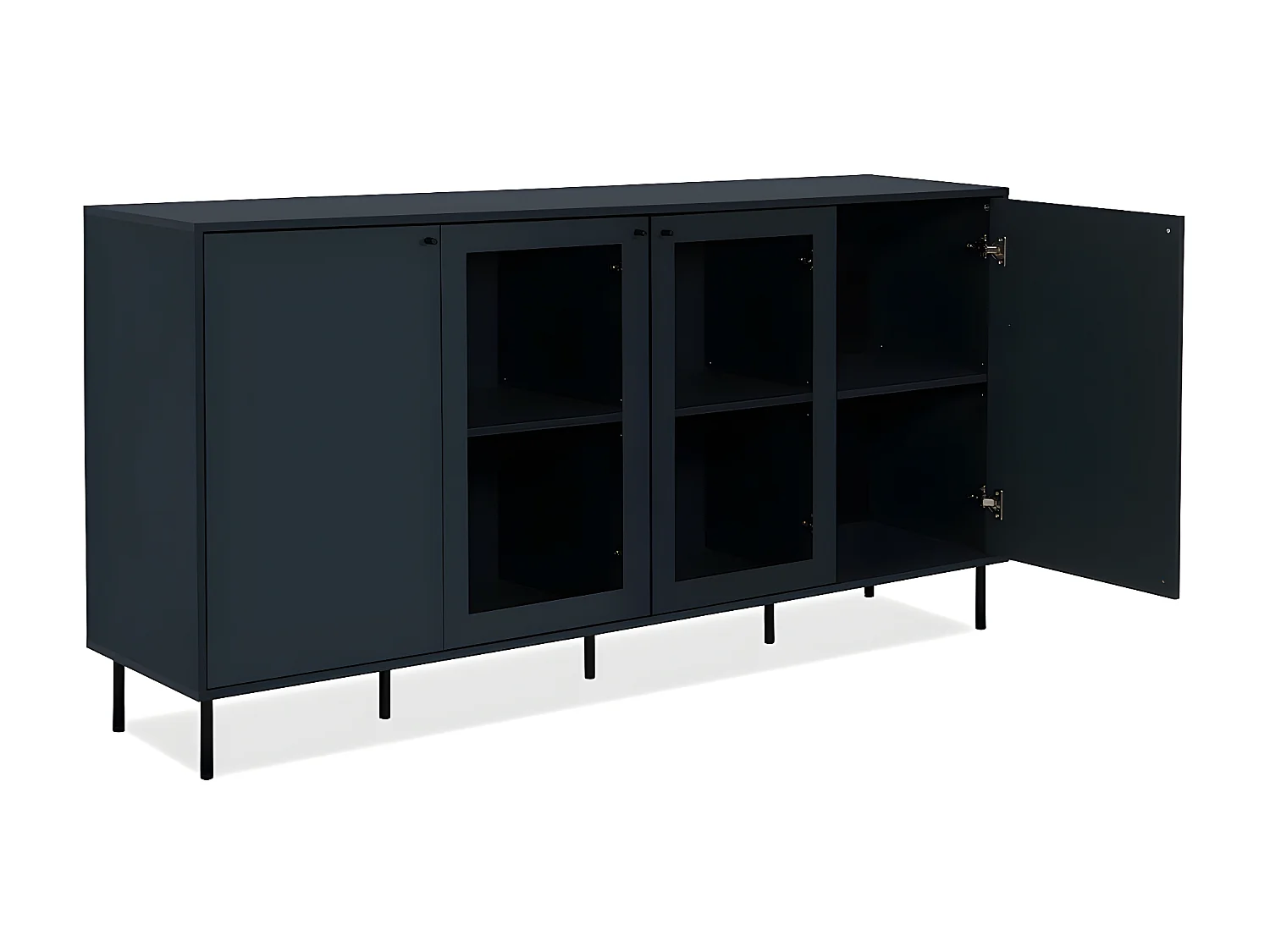 Buffet 4 Portes dont 2 Vitrées Bleu Marine L180 cm - BOGOTA